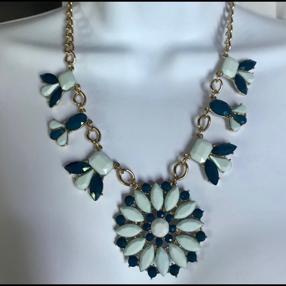 J CREW Blue and gold statement necklace